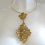 H. STERN 1970's White and Yellow Gold Pendant and Ear Clips-2
